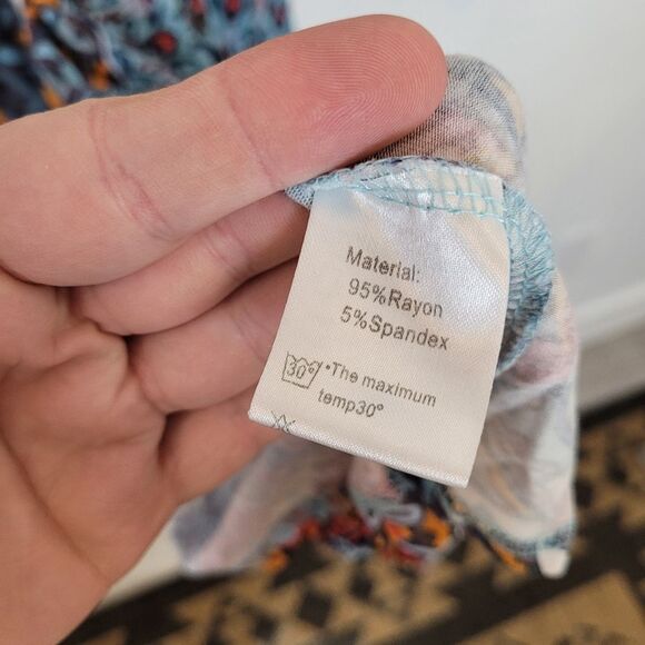 Boho Midi Dress Jersey Knit Colorful Geo Indie Casual Hippie Gypsy Pockets XL - Picture 11 of 11